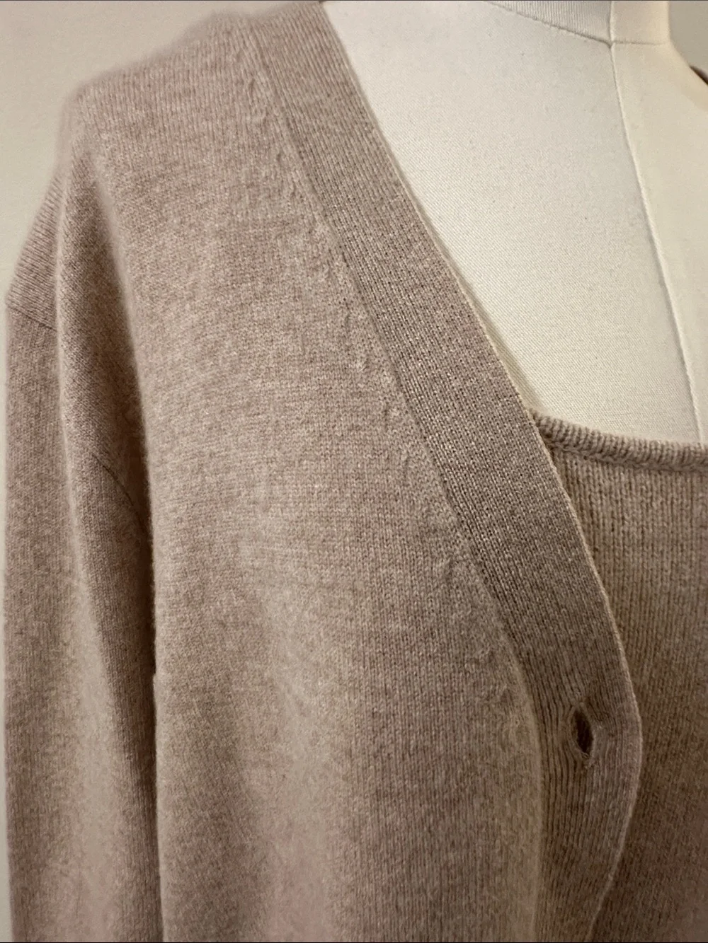 Soft Ribbed Knit Tank and Button Cardigan Set - Taupe